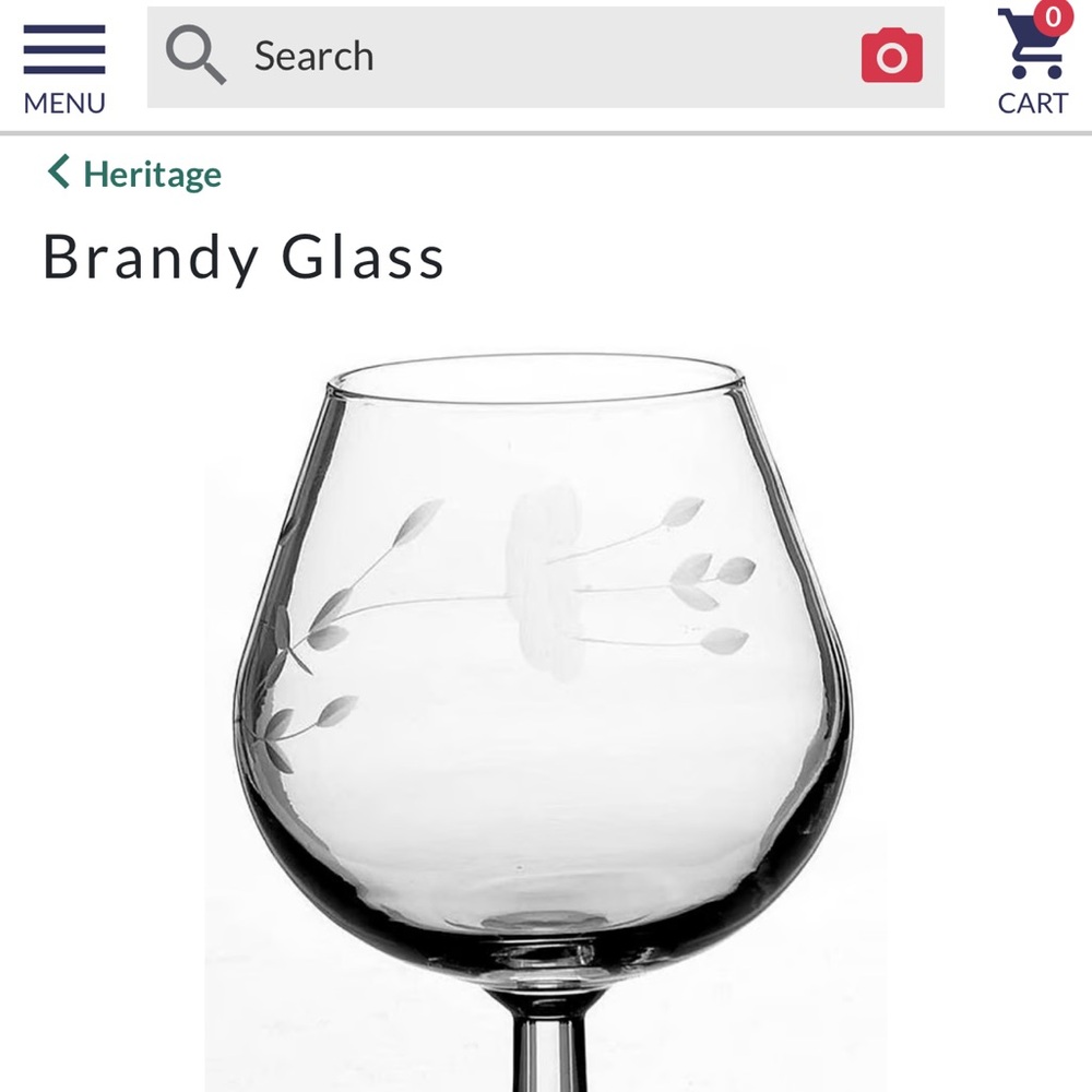 Princess House Clear Etched Brandy Sniffer Set Four.